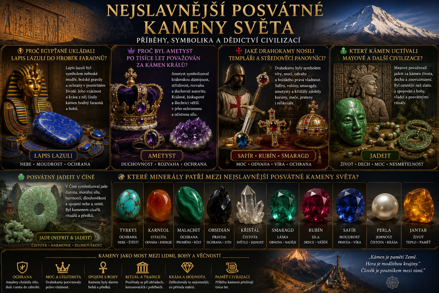 Nejslavnější posvátné kameny světa: lapis lazuli, ametyst, jadeit a drahokamy králů | PosvatneKameny.cz | MINERALS-STONES