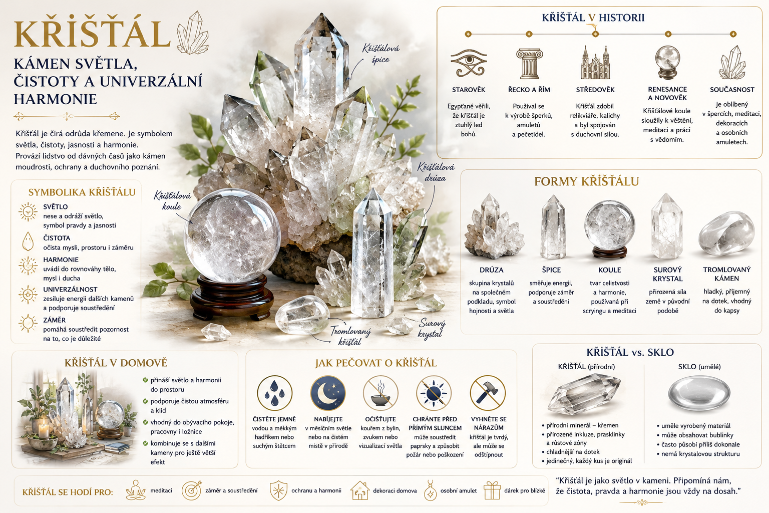Křišťál: kámen světla, čistoty a univerzální harmonie | PosvatneKameny.cz | MINERALS-STONES 